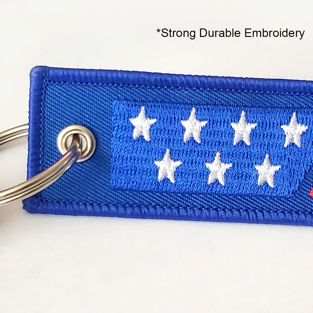 USA American Blue Collar Key Chain with Bottle Opener