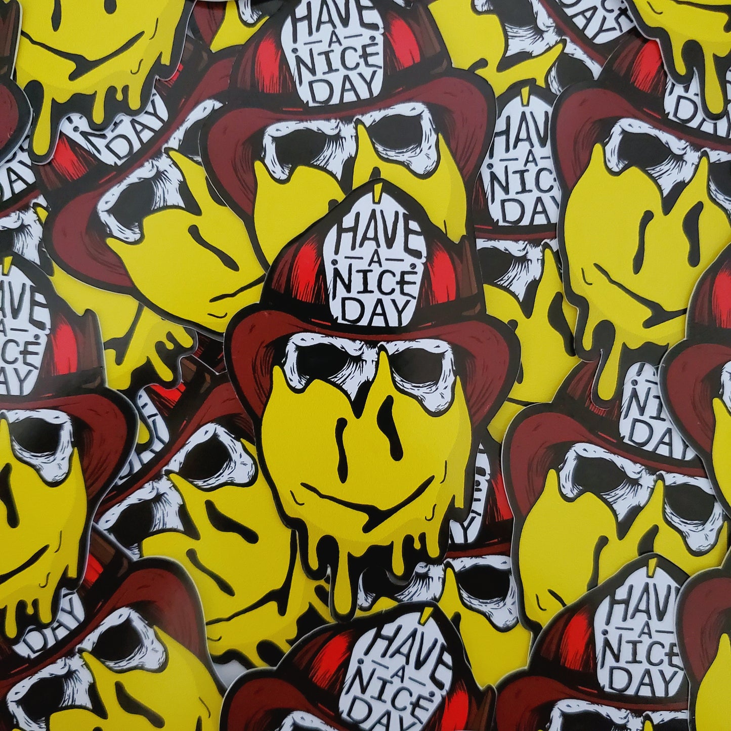 Firefighter Skull Smile face helmet sticker