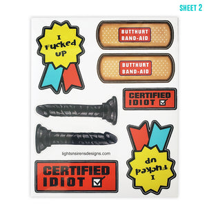 Funny- Gag- Jokes - Shenanigans Adult 14 Sticker Pack | Firefighter House Sticker