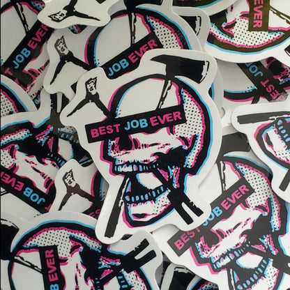 Best Job Ever Skull Firefighter Sticker