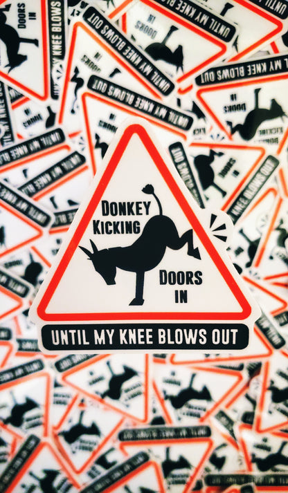 Breaching Donkey Kick Warning Firefighter Sticker