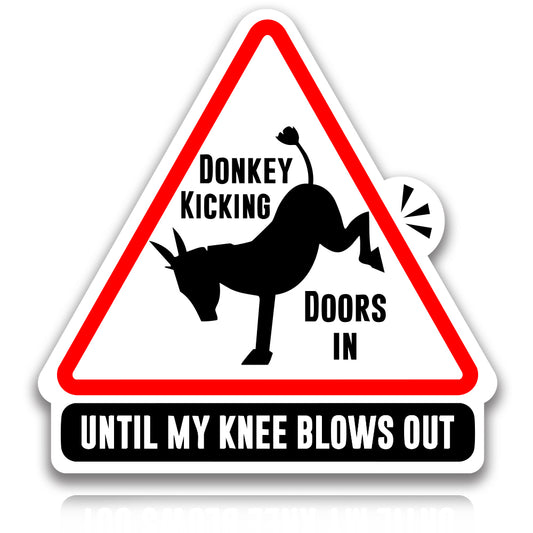 Breaching Donkey Kick Warning Firefighter Sticker