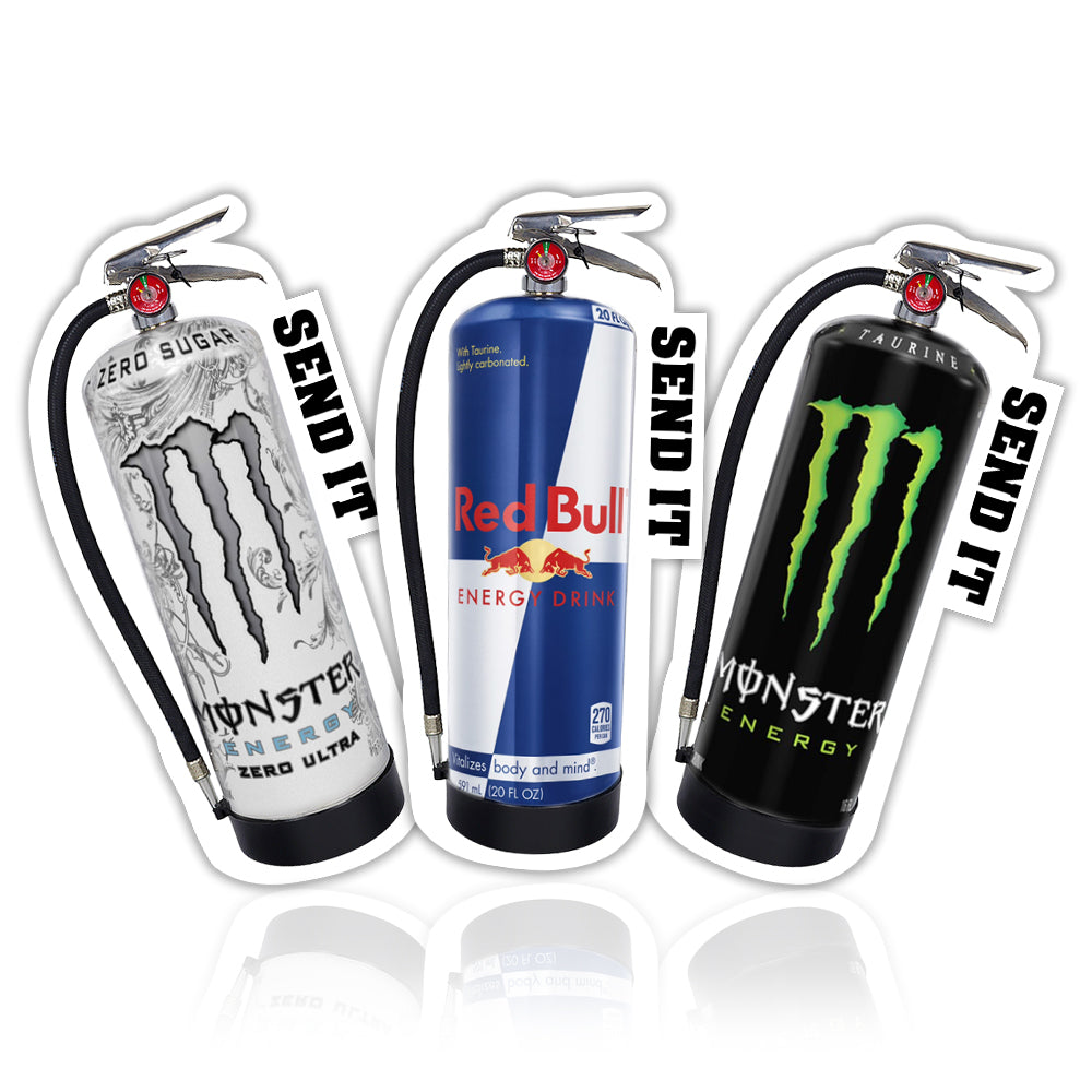Energy Drink Firefighter Water Can- Send It Sticker decal packs