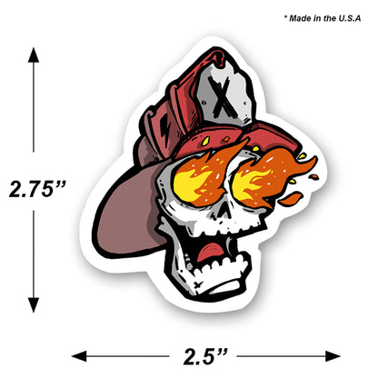 Skull Fire Eyes Firefighter Helmet Rescue Sticker