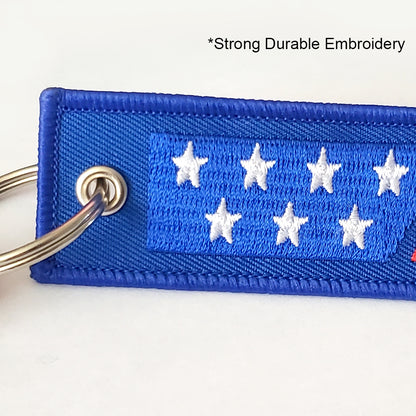 USA American Blue Collar Key Chain with Bottle Opener