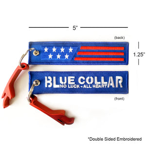 USA Blue Collar American Key Chain Tag Bottle Opener