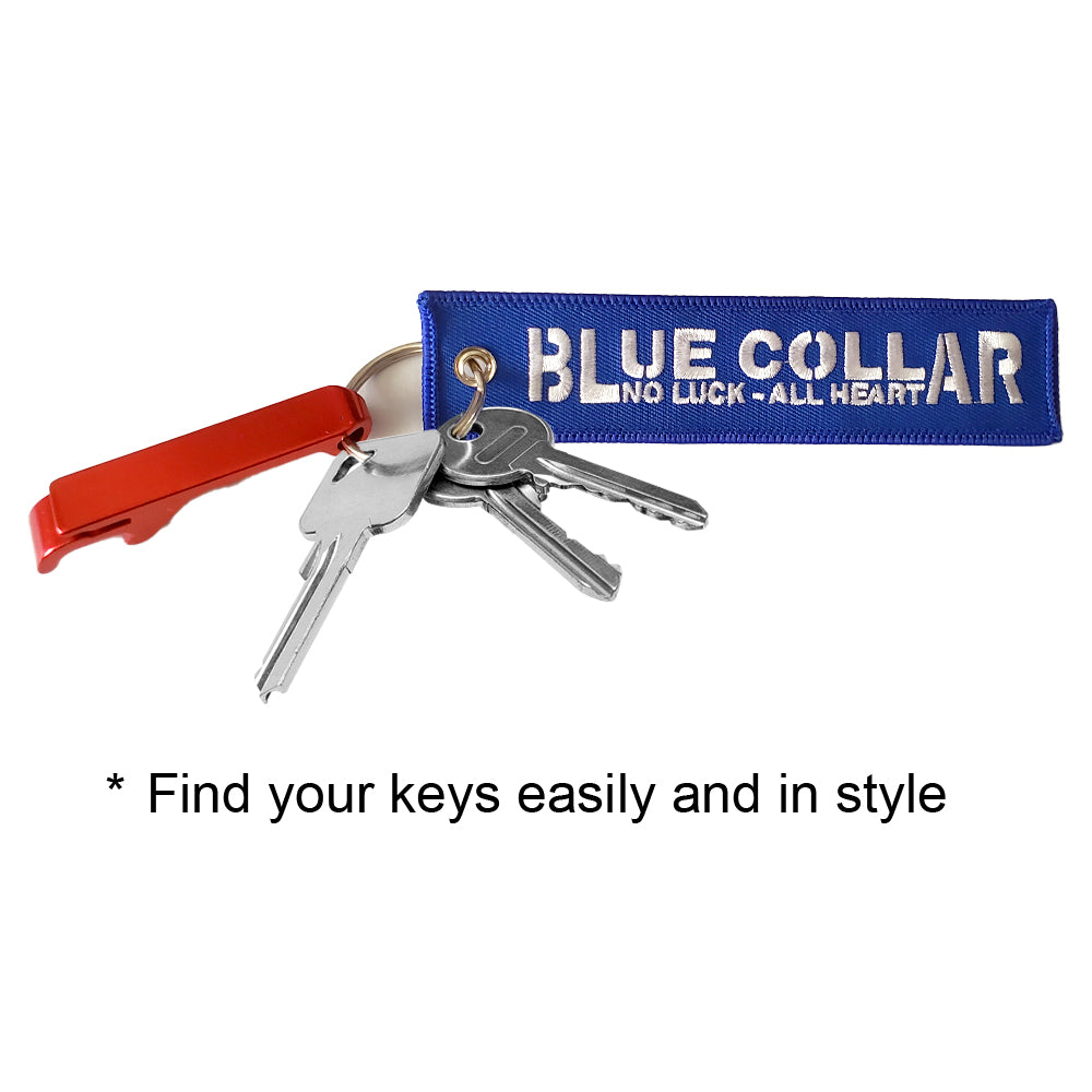 USA Blue Collar American Key Chain Tag Bottle Opener