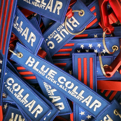 USA Blue Collar American Key Chain Tag Bottle Opener