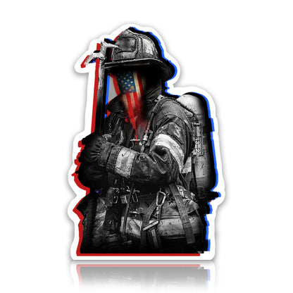 Gritty USA Flag Firefighter Decal – Weatherproof Halligan HOOK & Turnout Gear Sticker