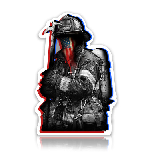 Gritty USA Flag Firefighter Decal – Weatherproof Halligan HOOK & Turnout Gear Sticker