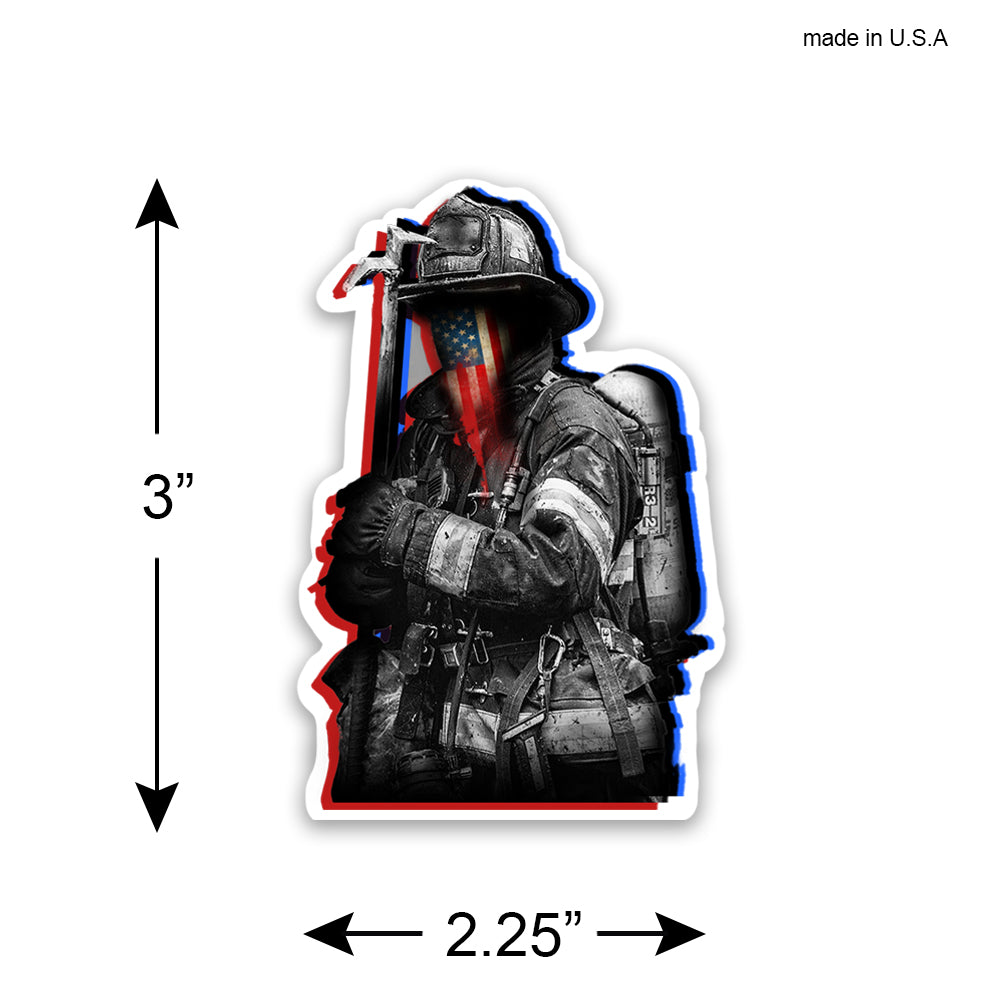 Gritty USA Flag Firefighter Decal – Weatherproof Halligan HOOK & Turnout Gear Sticker