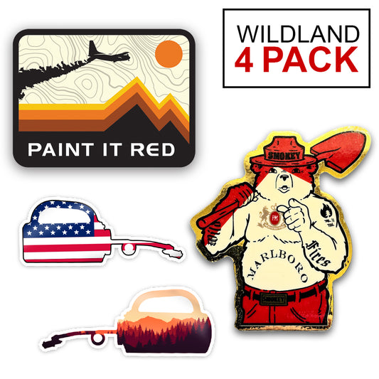 Wildland 4 Pack Firefighter Helmet Crew Sticker decal gift