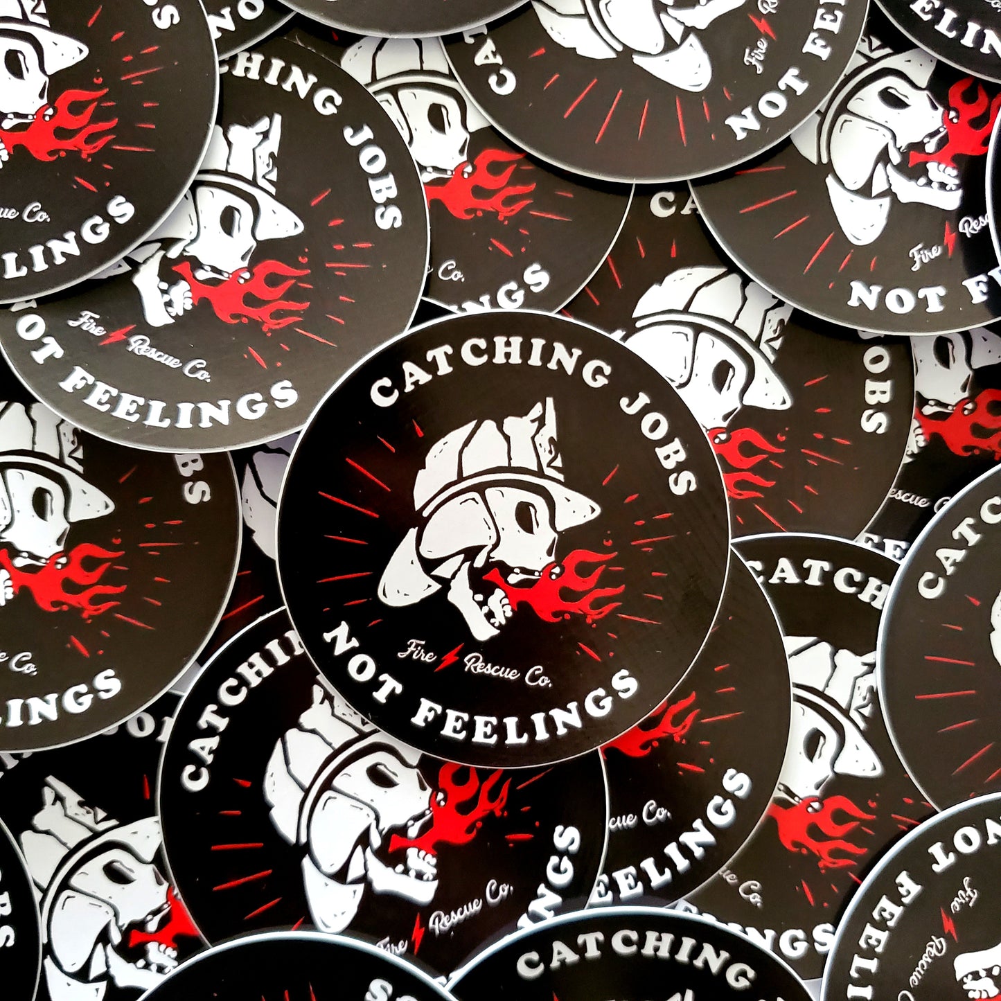 Catching Jobs Firefighter Rescue Skull Sticker