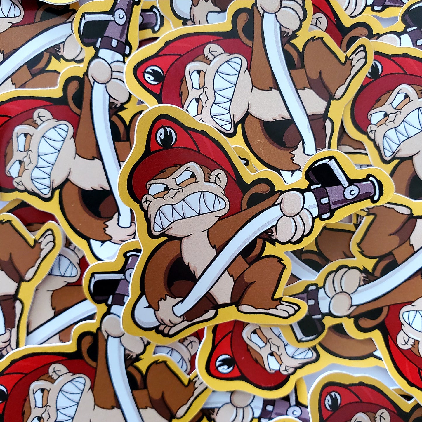 Monkey Engine Hose Dragger | Firefighter Emt Medic Sticker