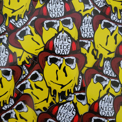 Firefighter Skull Smile face helmet sticker