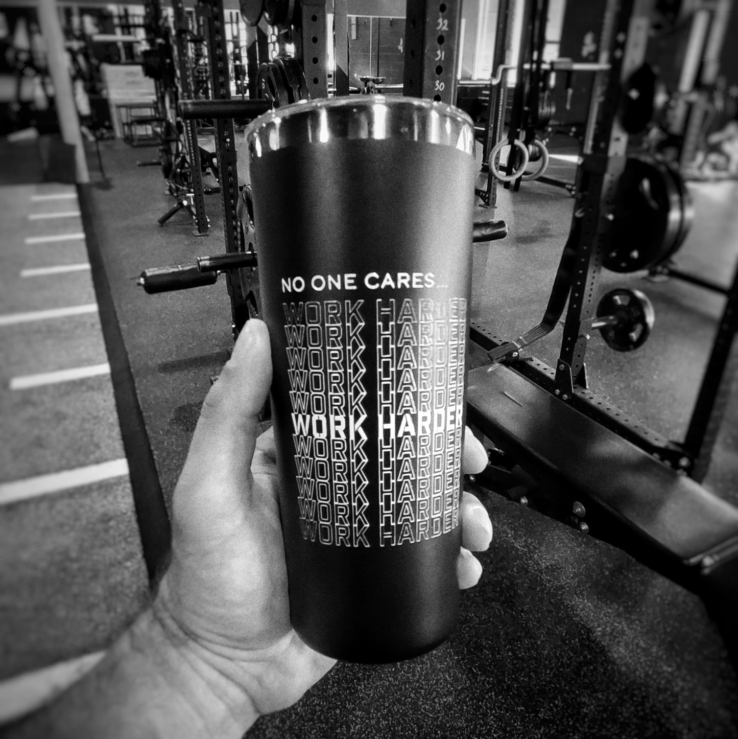 Alpha | No One Cares, Work Harder Copper Vacuum Insulated Tumbler, 22oz