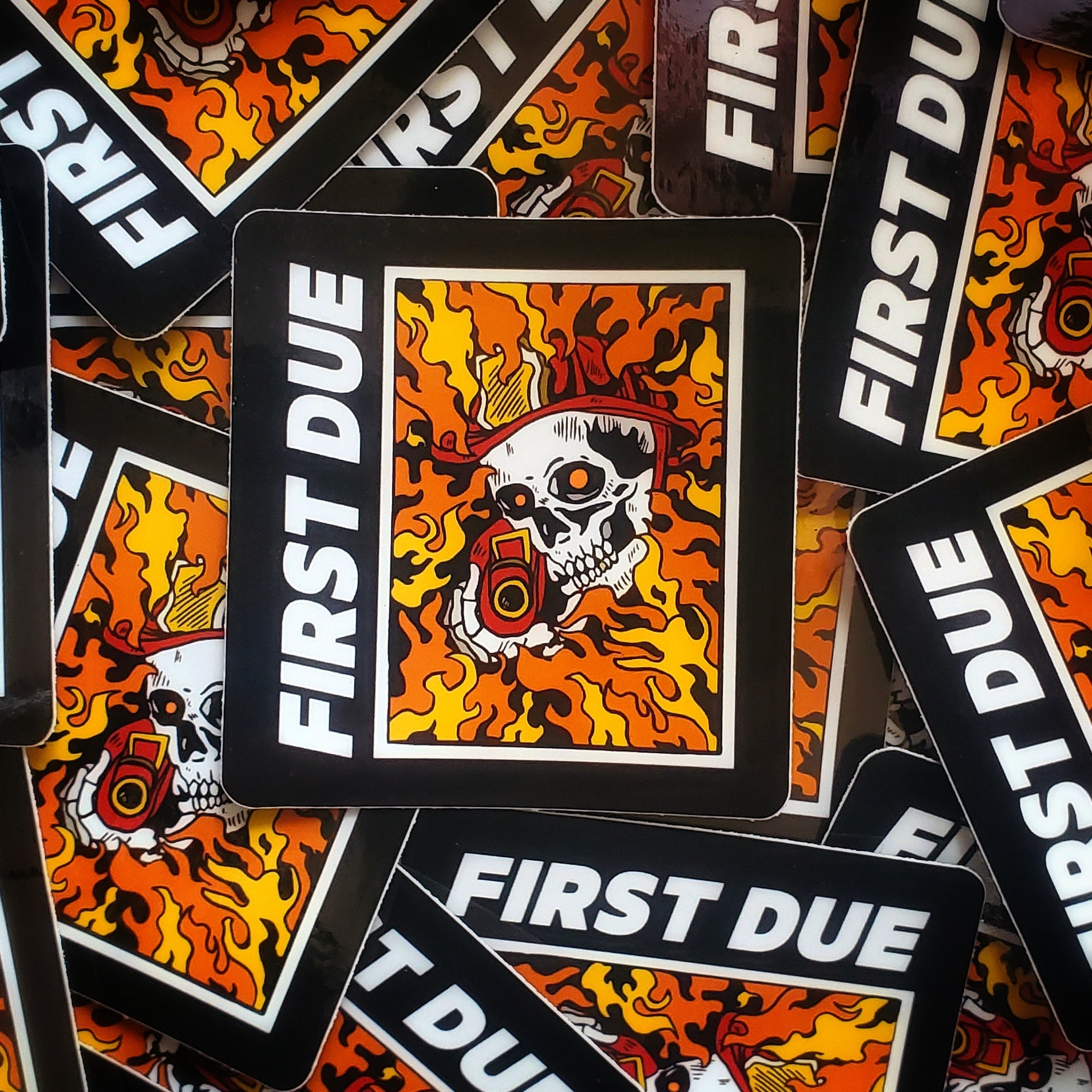 First Fire Sticker First DUE Firefighter Skull Sticker | one of kind designs, made in the ...