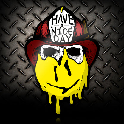 Firefighter Skull Smile face helmet sticker