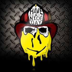 Have a Nice Day Firefighter Skull Sticker