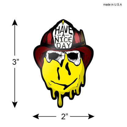 Firefighter Skull Smile face helmet sticker