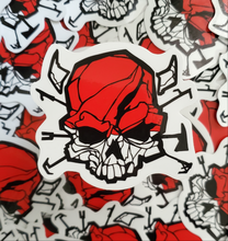 Load image into Gallery viewer, Red Skull with Hooks | Firefighter Emt Medic Sticker