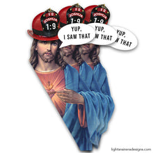 Load image into Gallery viewer, Jesus Firefighter helmet car laptop sticker decal