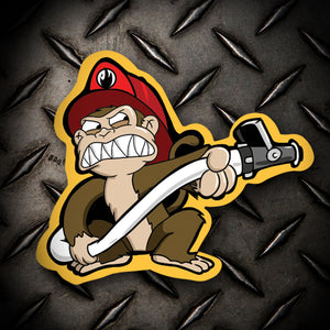 Monkey Engine Hose Dragger | Firefighter Emt Medic Sticker