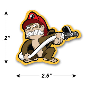 Monkey Engine Hose Dragger | Firefighter Emt Medic Sticker