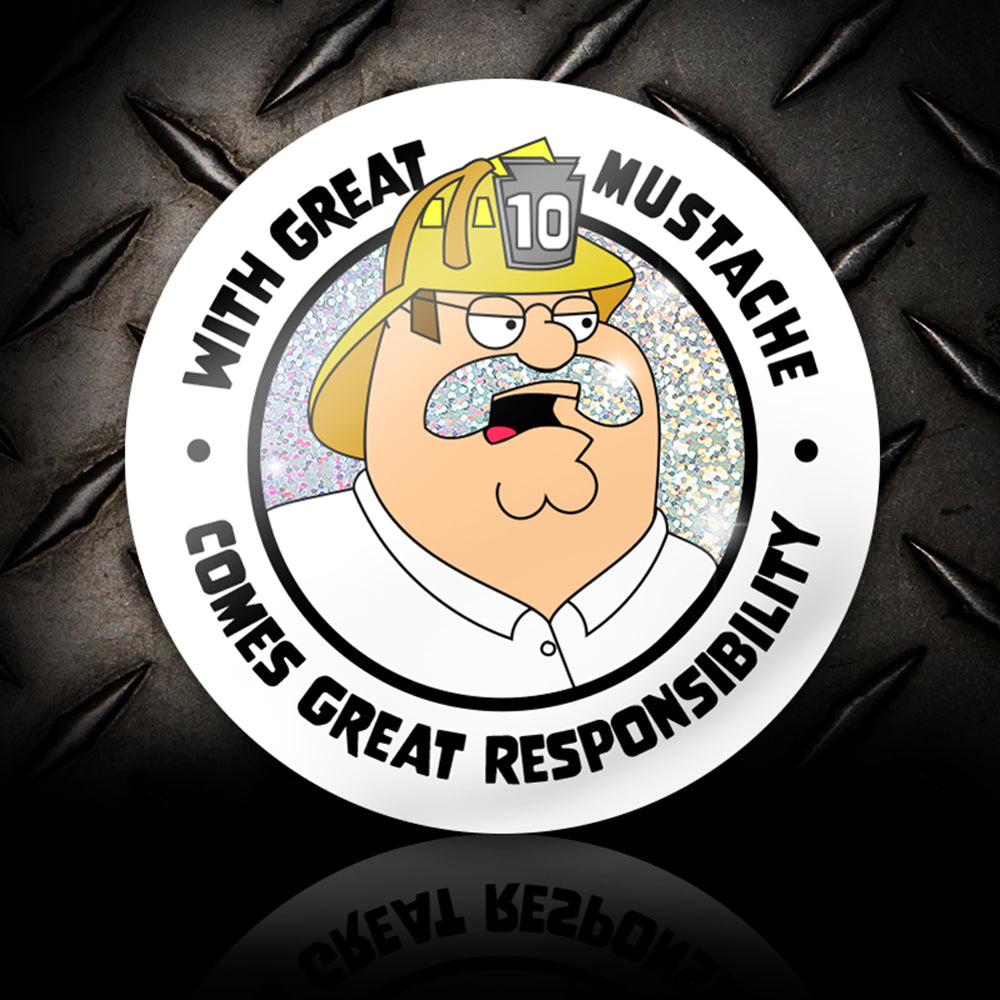 Magic Mustache with Great Responsibility Holographic Firefighter Decal Sticker