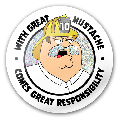 Magic Mustache with Great Responsibility Holographic Firefighter Decal Sticker