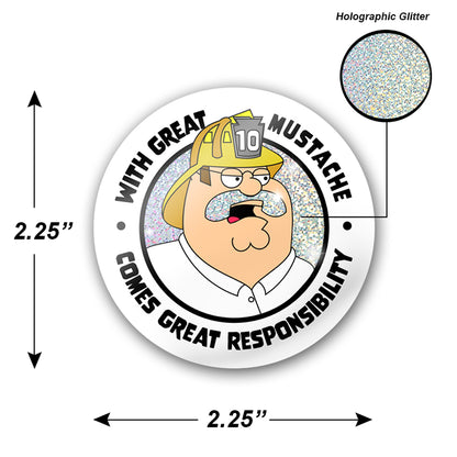 Magic Mustache with Great Responsibility Holographic Firefighter Decal Sticker