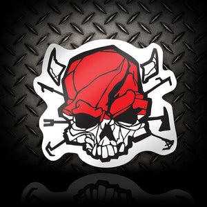 Red Skull with Hooks | Firefighter Emt Medic Sticker