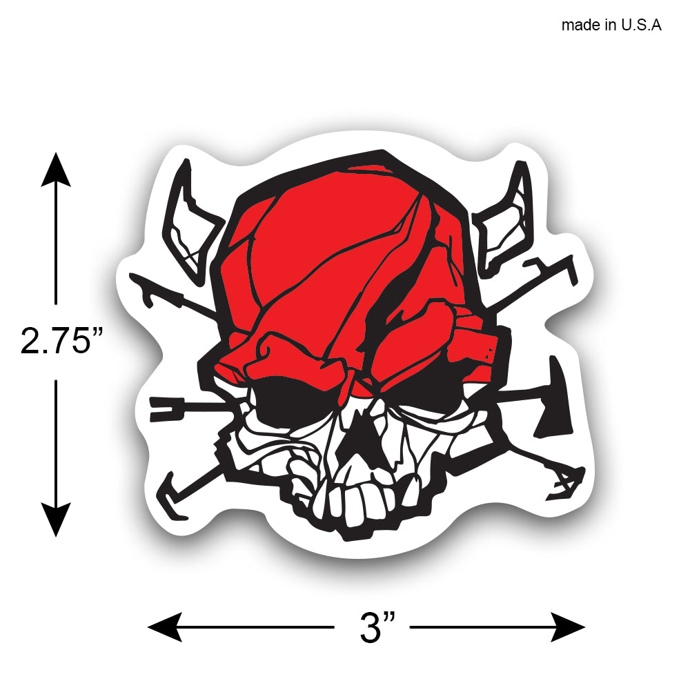 Red Skull with Hooks | Firefighter Emt Medic Sticker