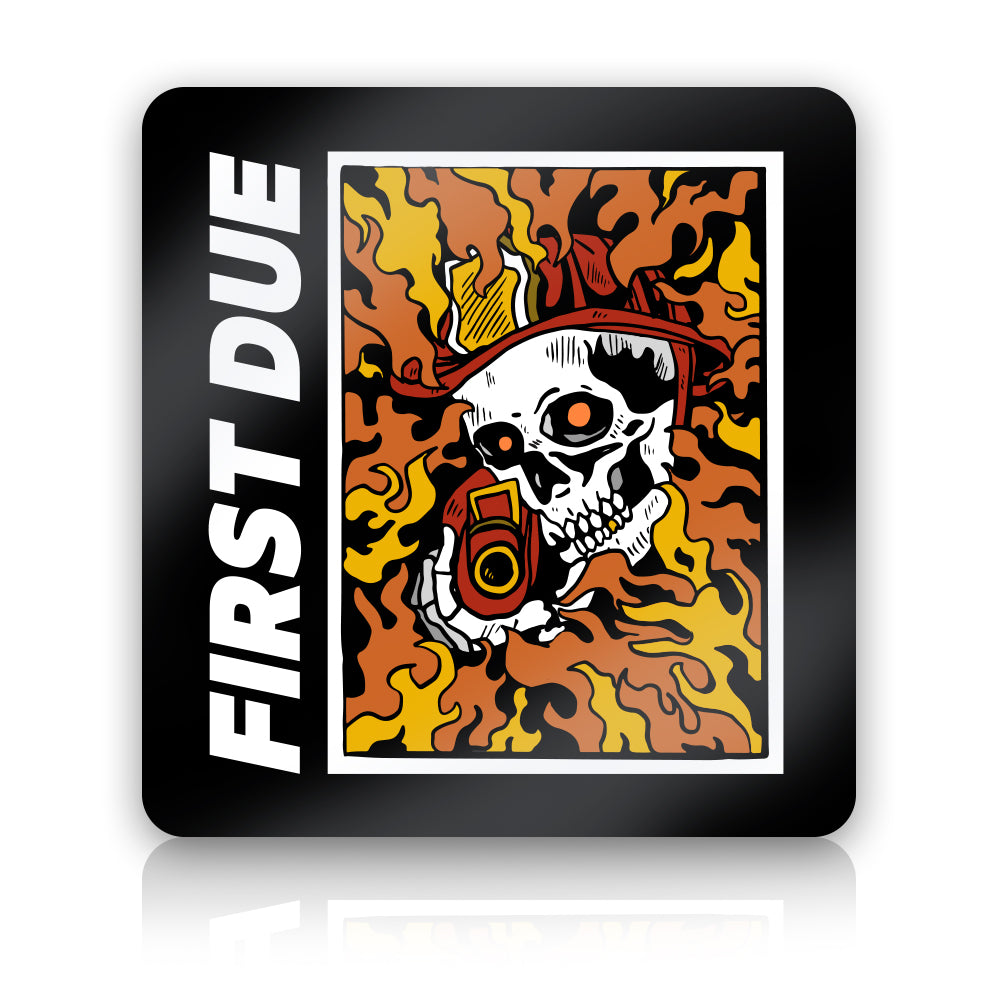 First DUE Firefighter Skull Sticker – Lights & Sirens Designs